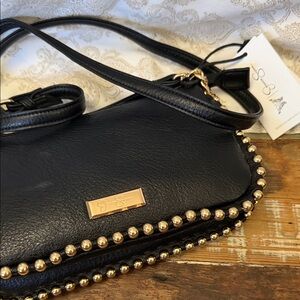 Jessica Simpson Black Leather Crossbody with Gold Stud Accents